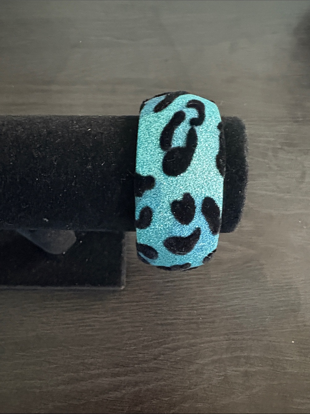 Blue Cheetah Patterned Bangle Bracelet